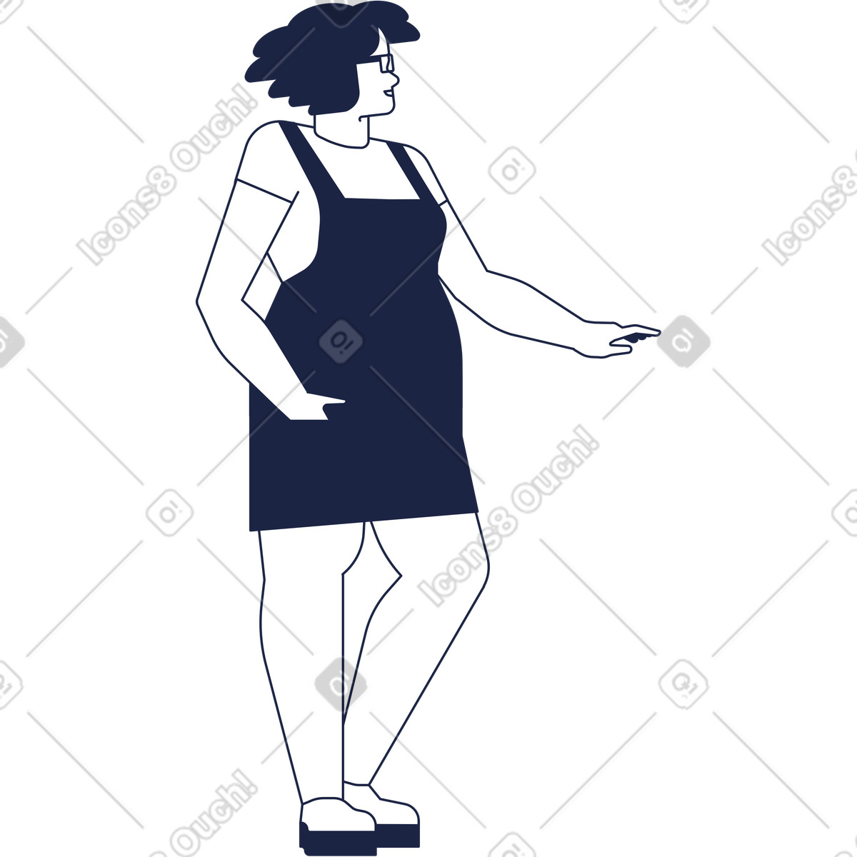 Urban Line スタイルの Woman in mini skirt のイラストをPNG、SVG形式でダウンロード