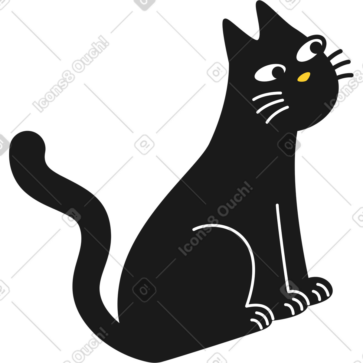 Black cat illustration in Taxi style download in PNG, SVG