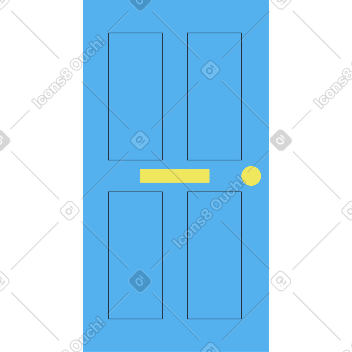 Blue door with mail slot illustration in Boba style download in PNG, SVG