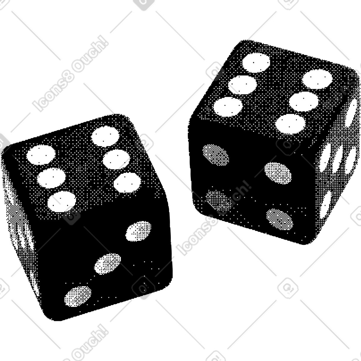 Dice game illustration in Bitmap style download in PNG, SVG