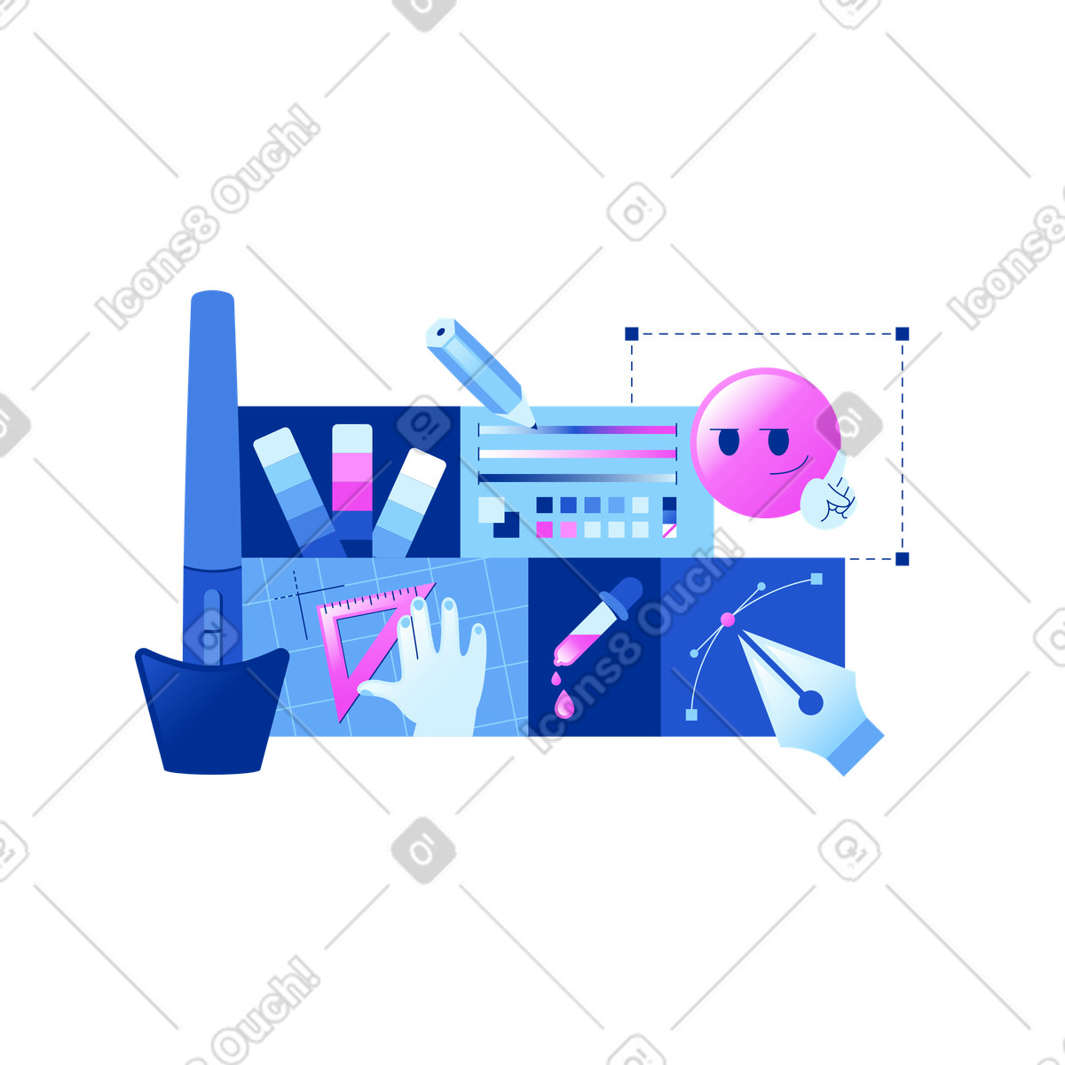Strumenti per il design e la grafica illustrazione in stile Glossy scarica in PNG, SVG