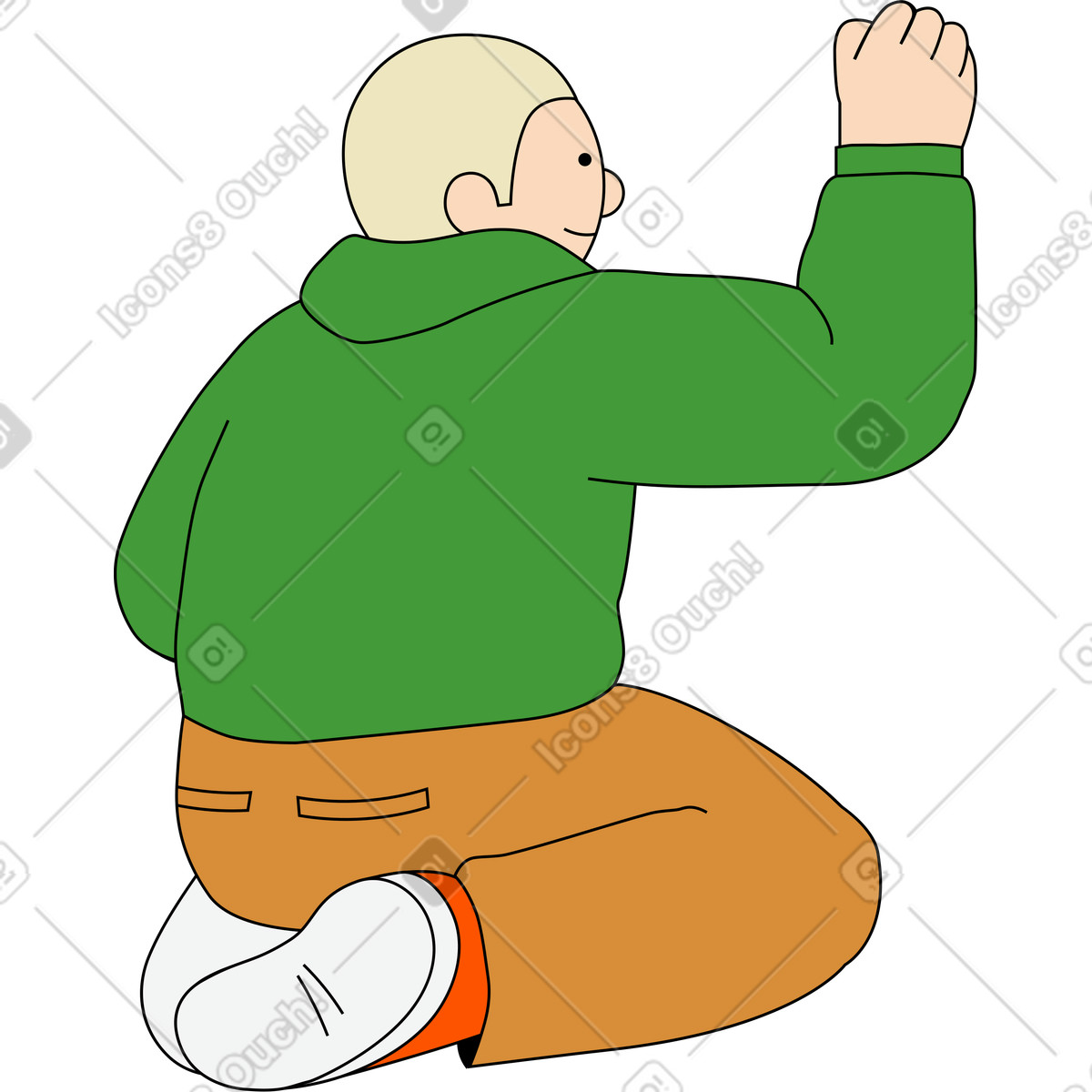 Kindy スタイルの 何かを書いている男 のイラストをPNG、SVG形式でダウンロード
