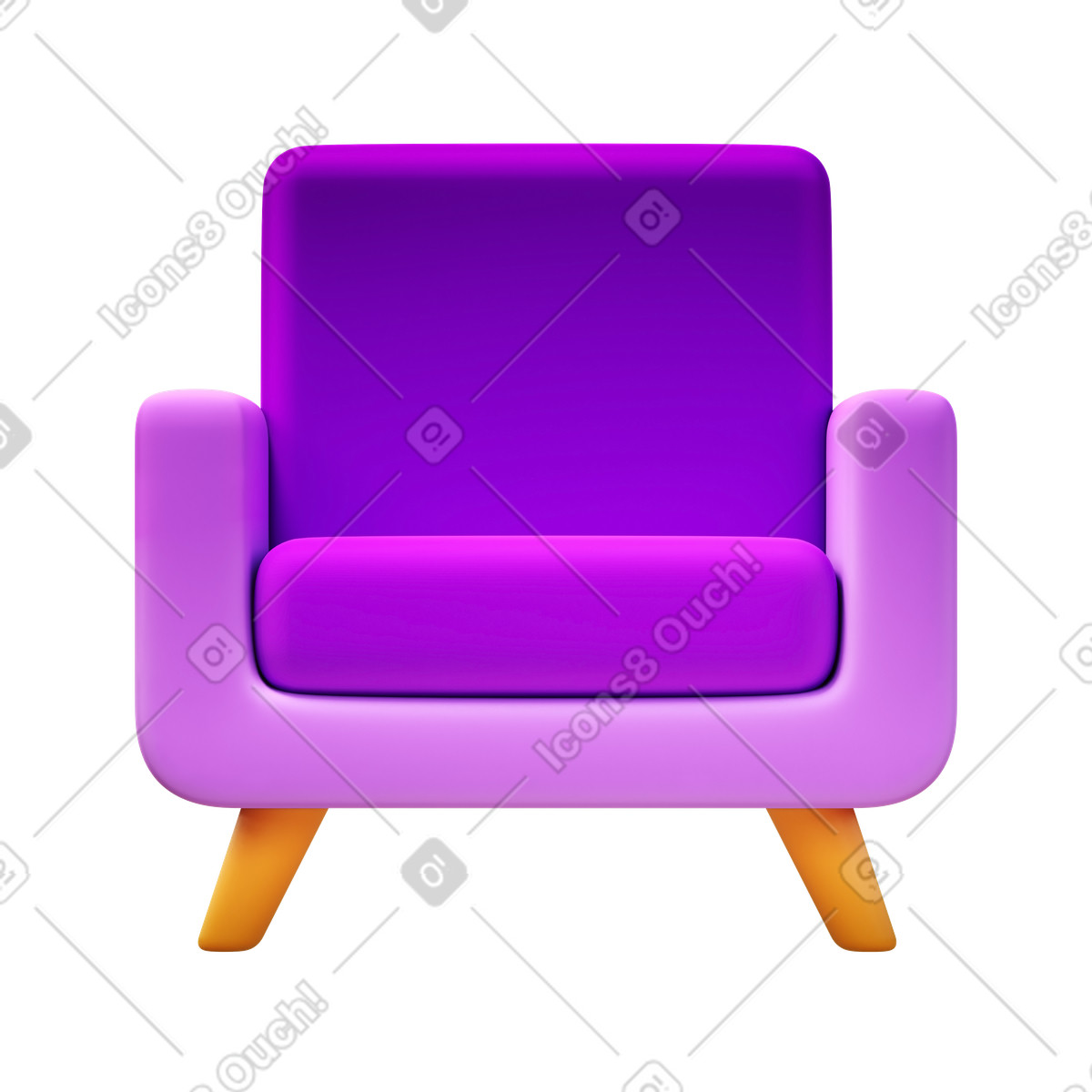 Armchair illustration in 3D Fluency style download in PNG, SVG