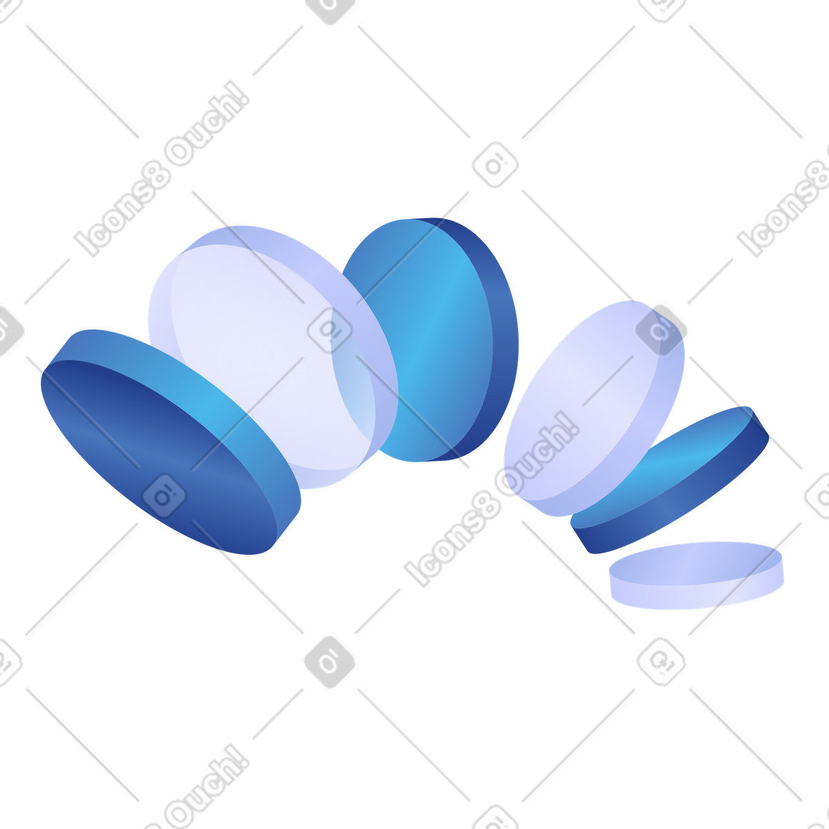 Ilustração de Floating stacking abstract blockchain crypto tokens cluster in motion em no estilo Quantum para baixar em PNG, SVG