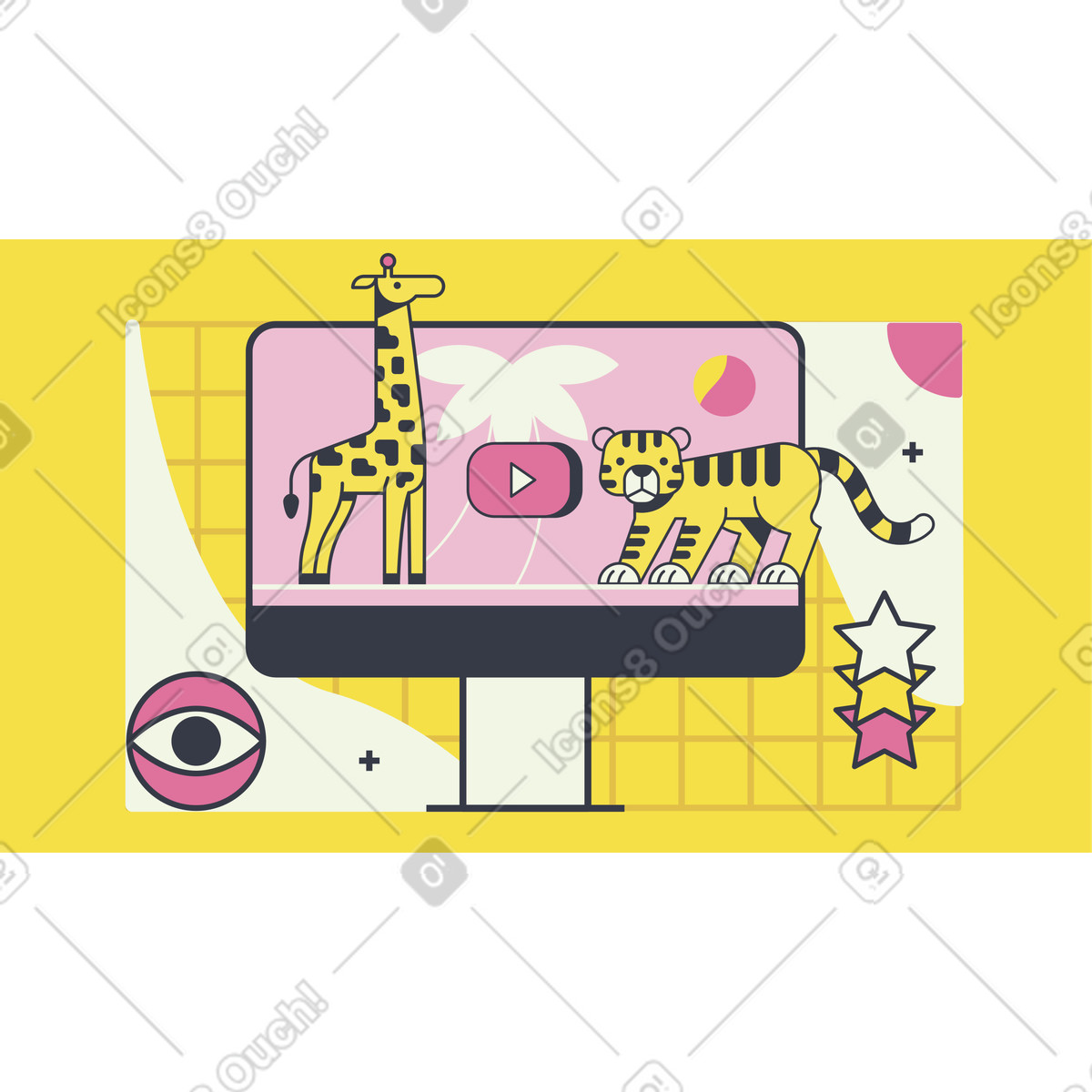 Watching Animal Planet illustration in Abstract style download in PNG, SVG