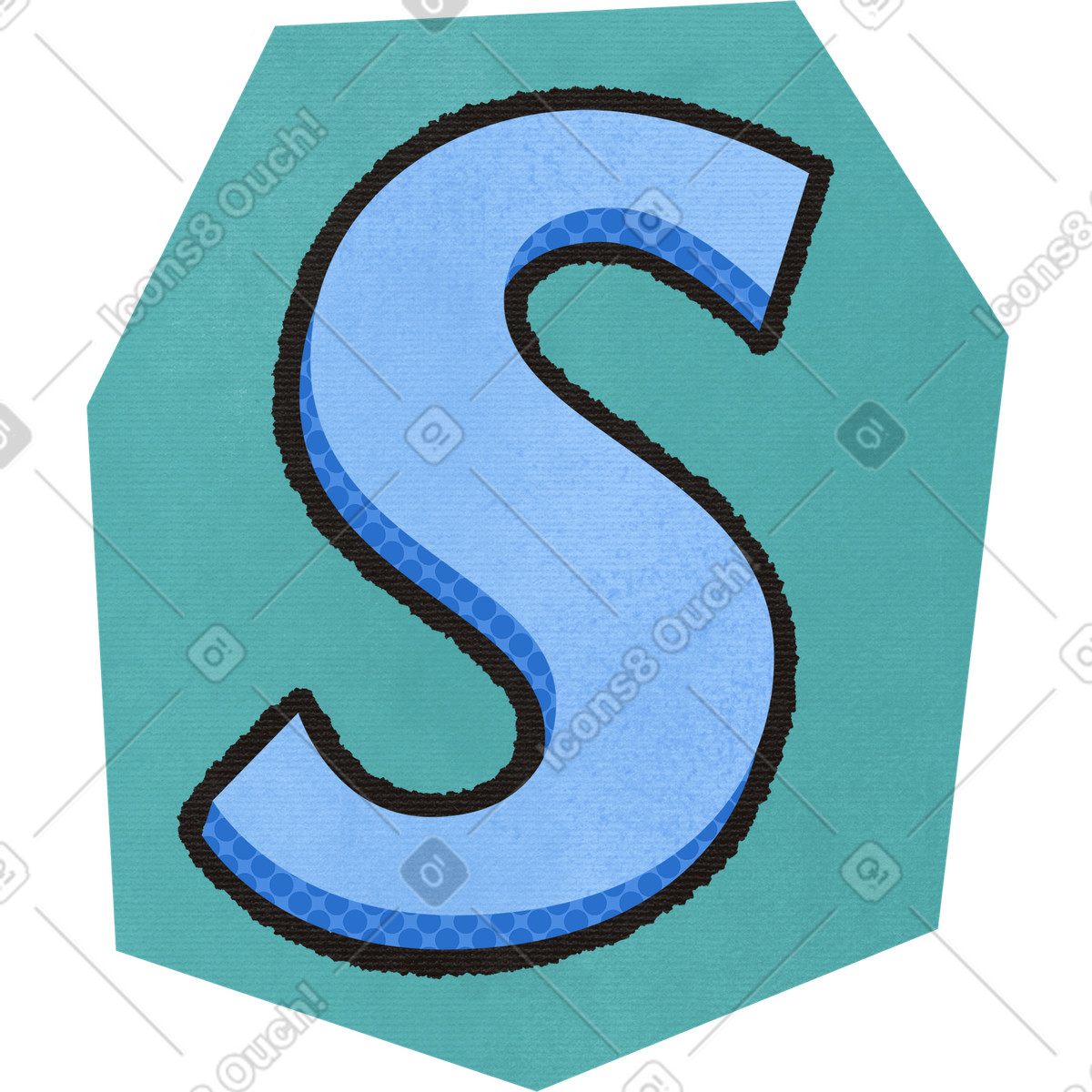 Ilustración Collage lowercase letter s en estilo Paper Cut a descargar en PNG y SVG