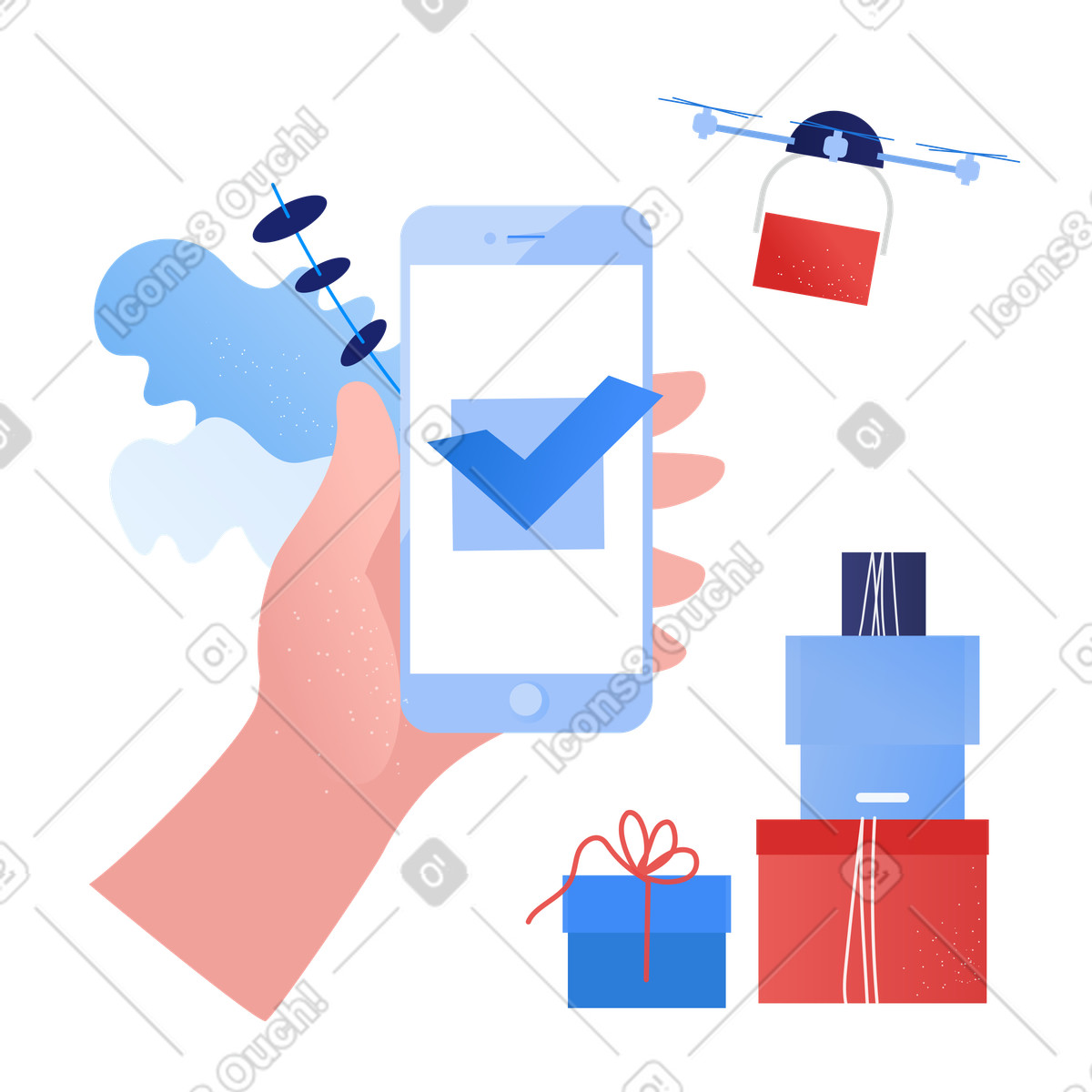 Ilustração de Online ordering and delivery of goods em no estilo Clip para baixar em PNG, SVG