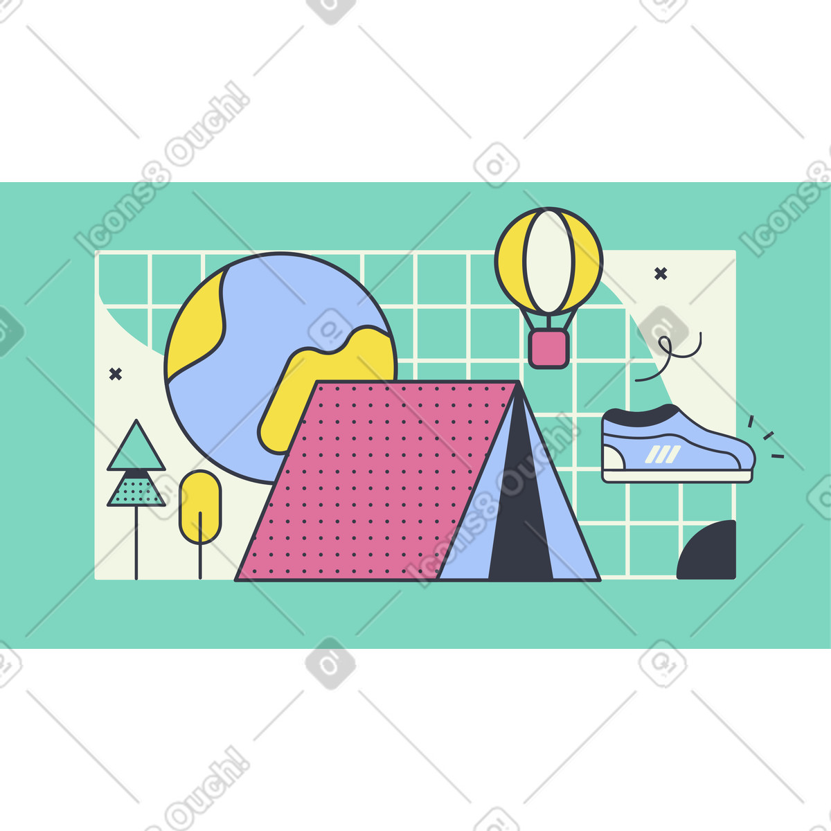 Camping illustration in Abstract style download in PNG, SVG