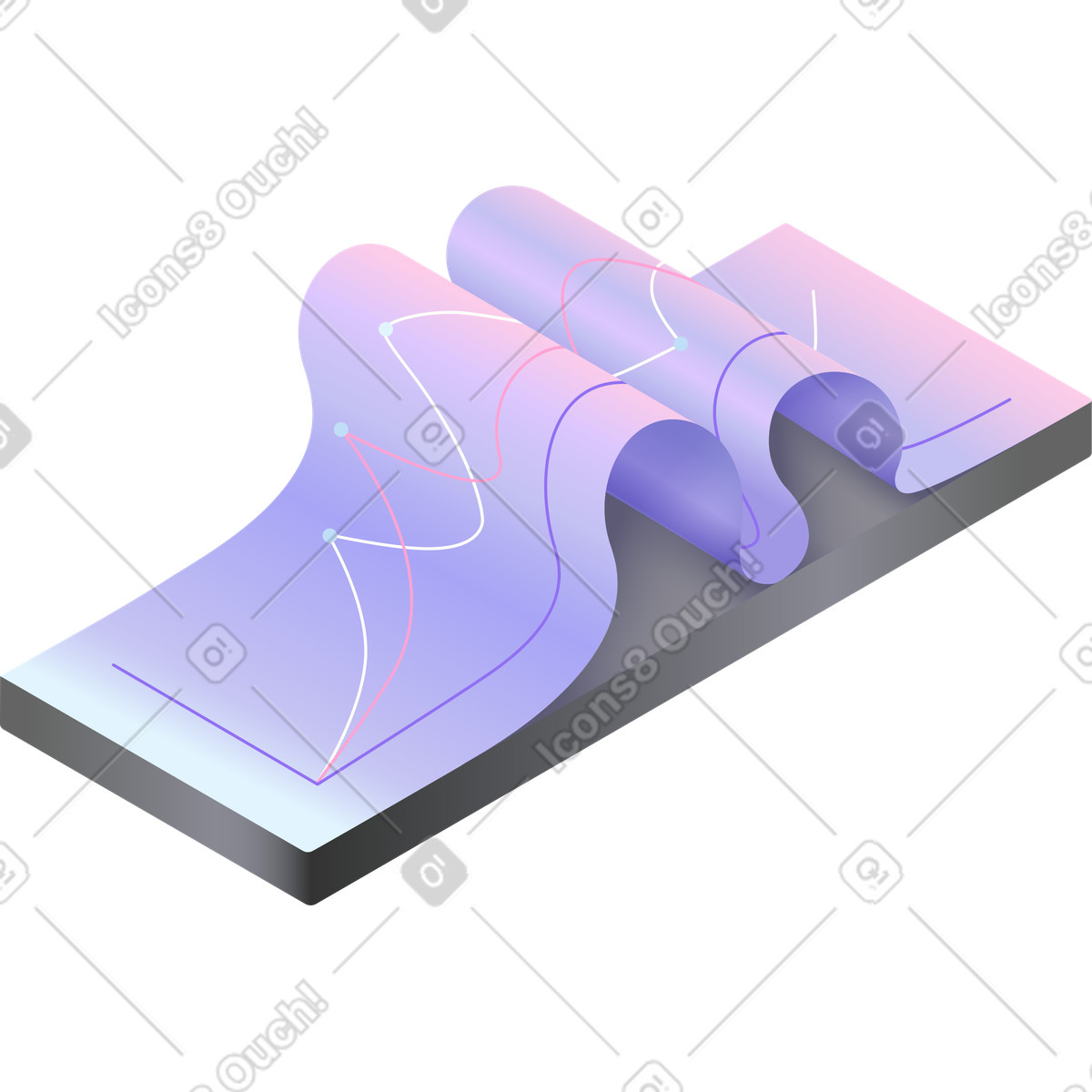 Ilustración Gráfico plegado de doble onda en estilo Isotech a descargar en PNG y SVG