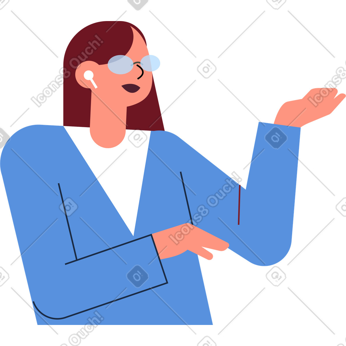 Ilustración Empleado de oficina presentando algo en estilo Vector a descargar en PNG y SVG