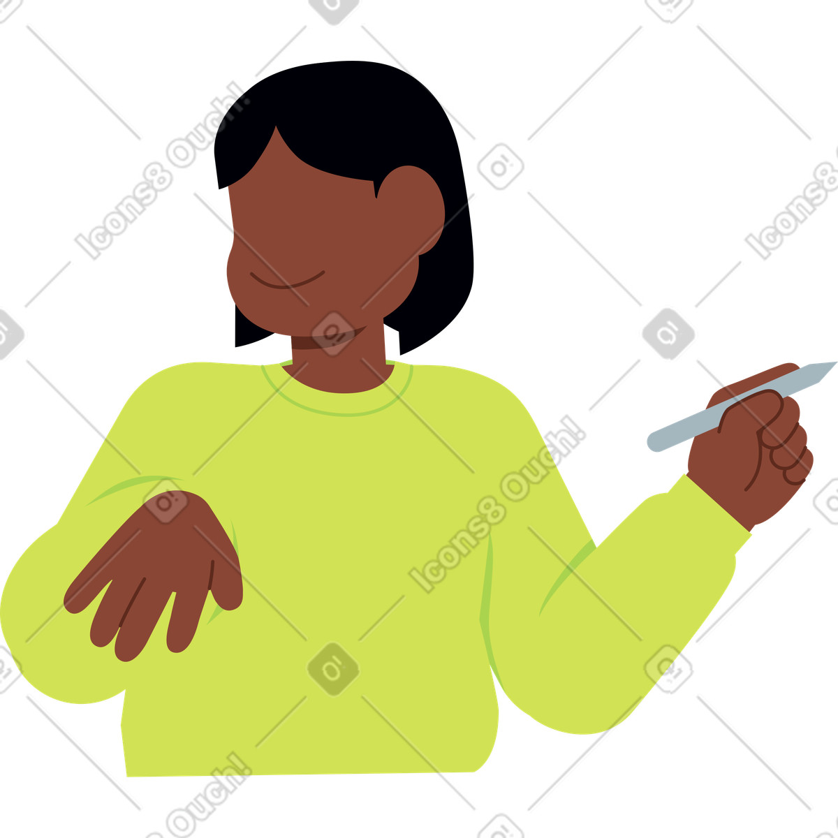 Catchy スタイルの 何かを書いている女性 のイラストをPNG、SVG形式でダウンロード
