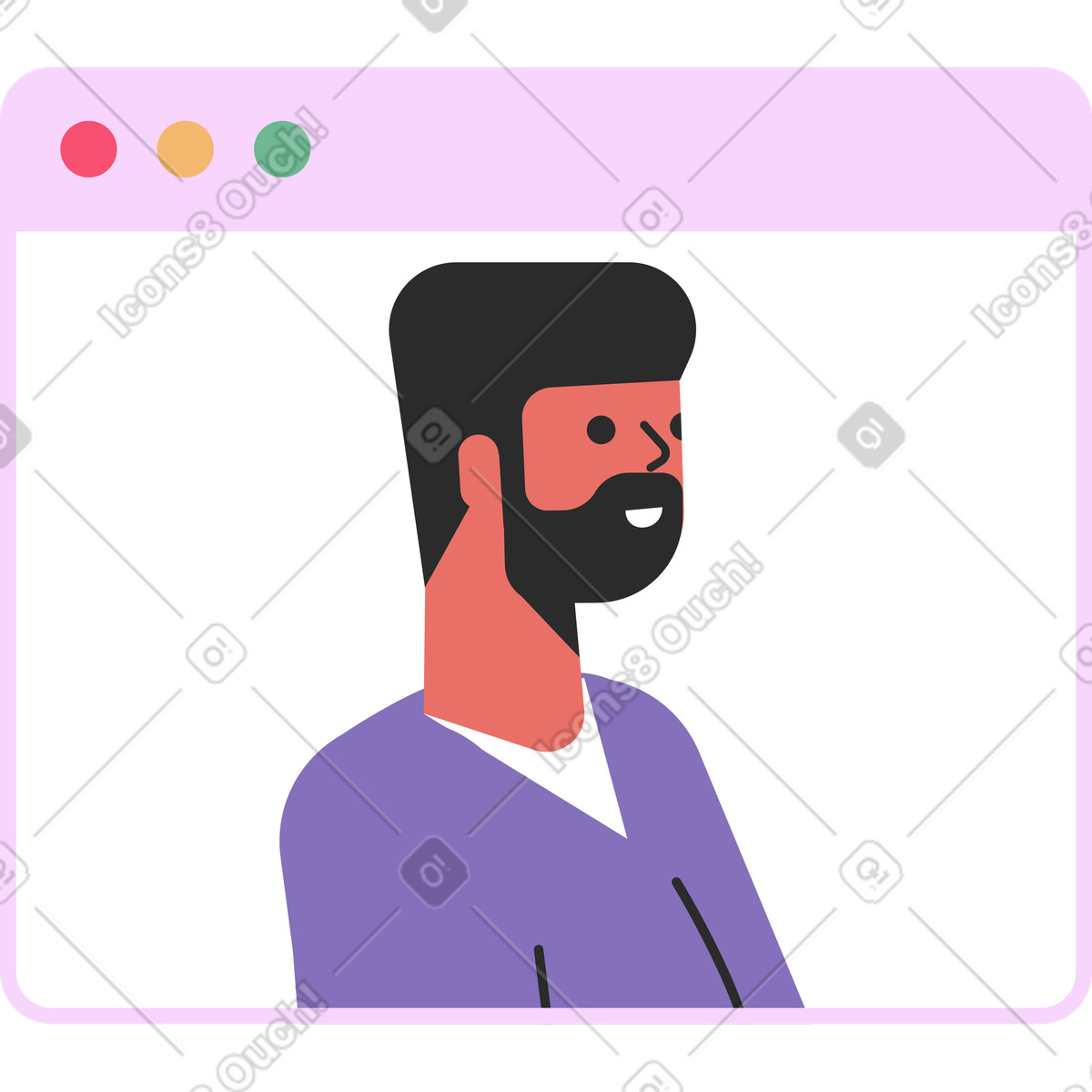 Ilustración Man in a browser window en estilo Marginalia descargar en PNG y SVG