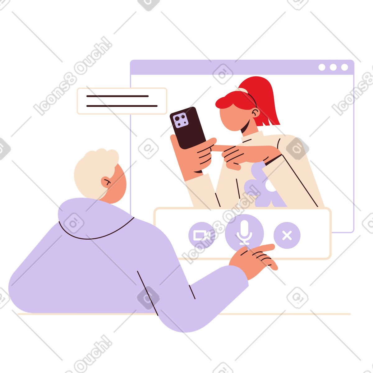 Colleagues in virtual video call, Online meeting collaboration illustration Folks style download PNG, SVG