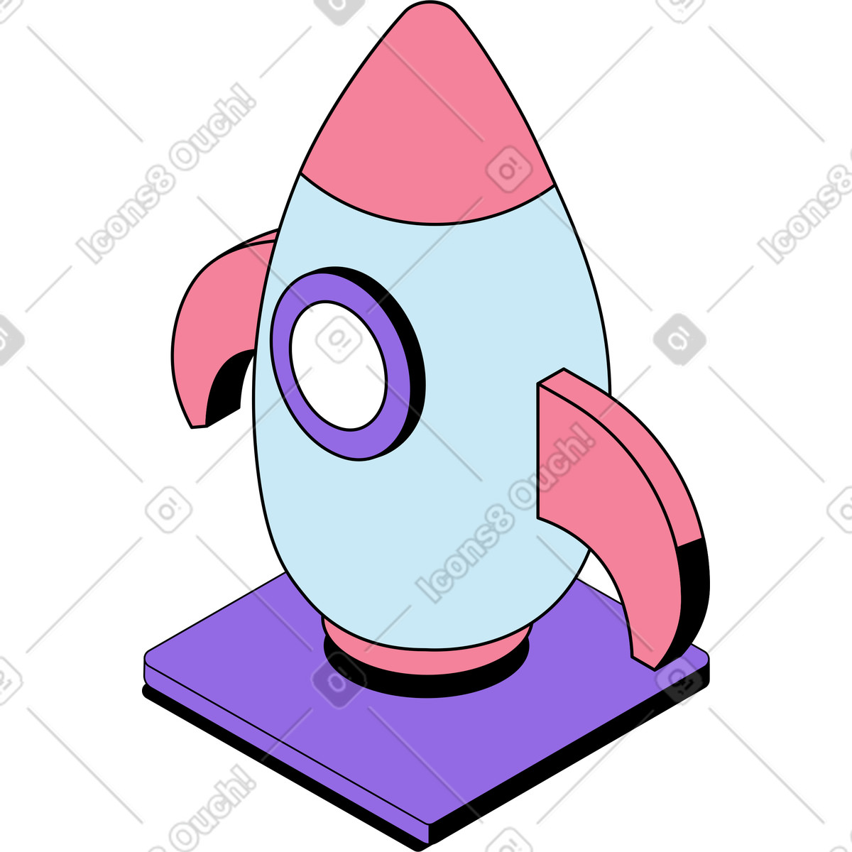 Rocket illustration in Project style download in PNG, SVG