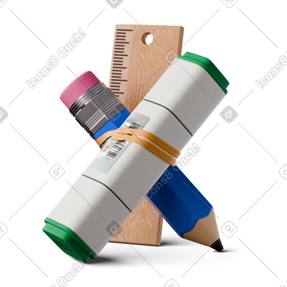 Ilustração de Pencil ruler and marker making pyramid em PNG e SVG