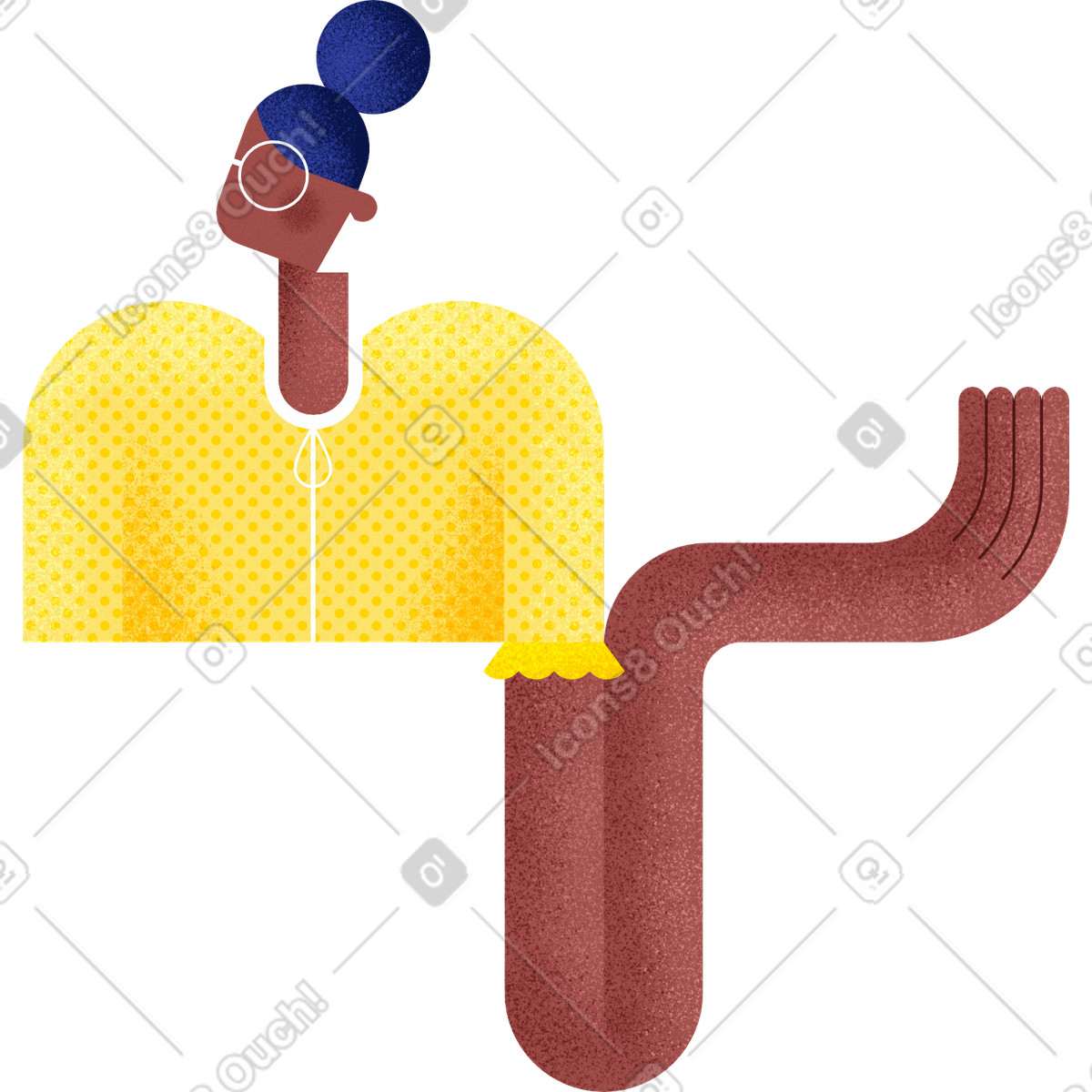 Young woman in a yellow blouse with glasses and earrings illustration Willowy style download PNG, SVG
