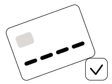 A credit card with a checkmark - Shade style illustration