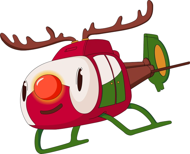 A decorated Christmas tree with a stuffed bunny - Santa Camp style illustration