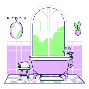 A vintage-style bathroom with classic tiles and an antique bathtub