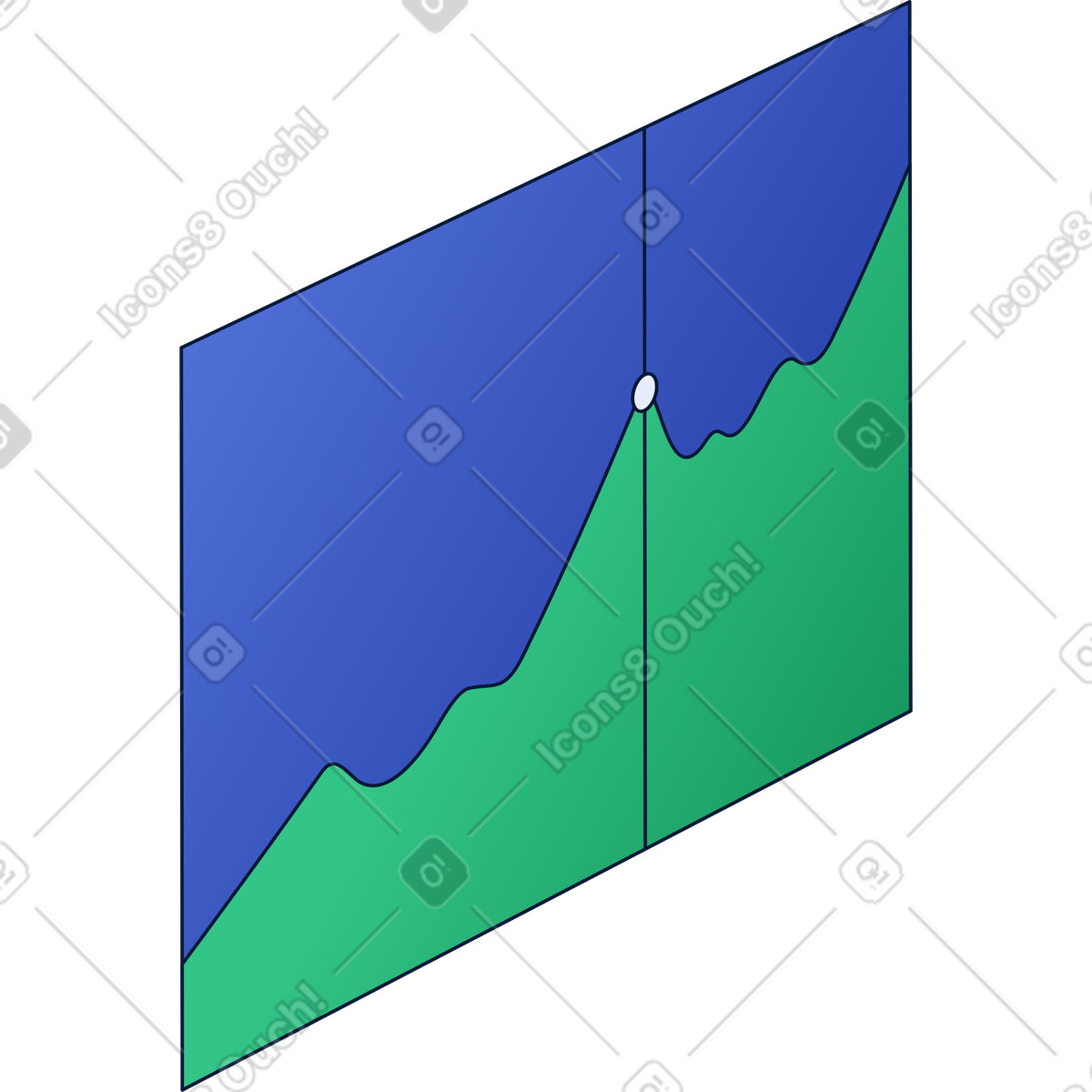 Growing chart with marked point illustration in Neat style download in PNG, SVG