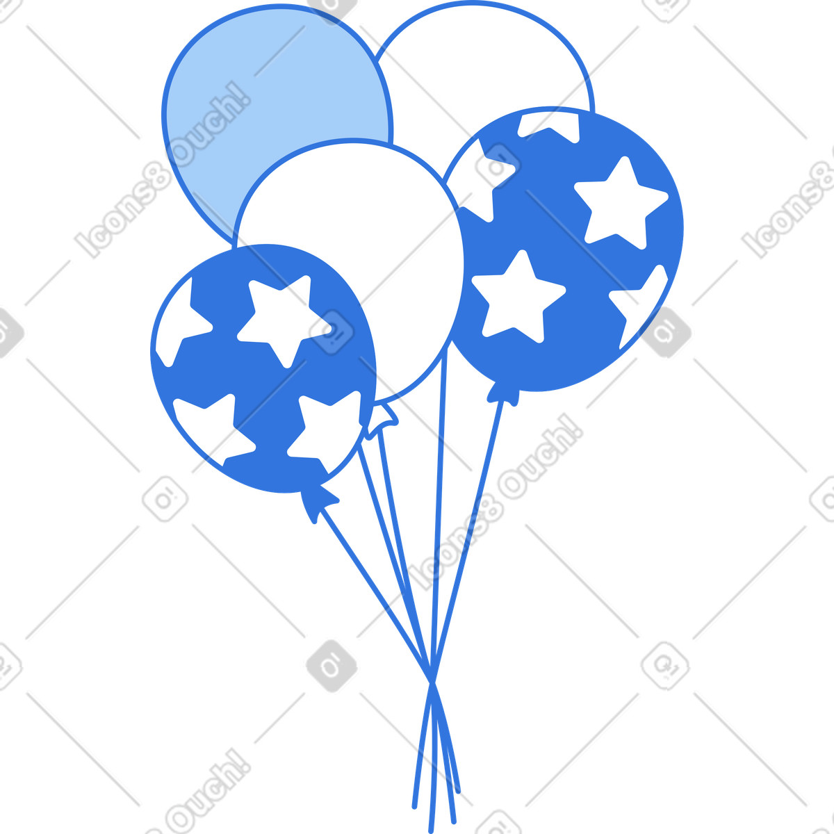 Balloons illustration in Sky style download in PNG, SVG