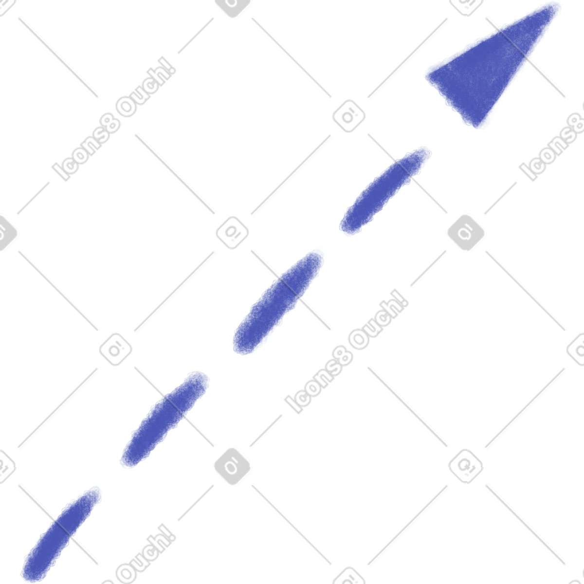 Blue textured dotted arrow illustration in Doodle style download in PNG, SVG