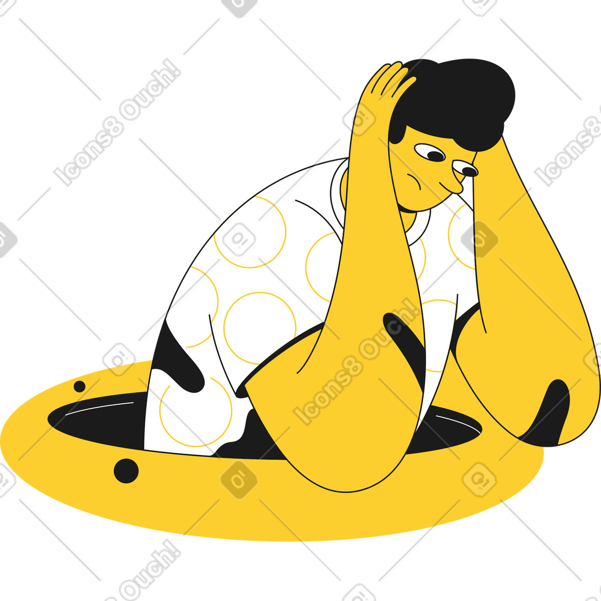 Taxi スタイルの 動揺した男 のイラストをPNG、SVG形式でダウンロード