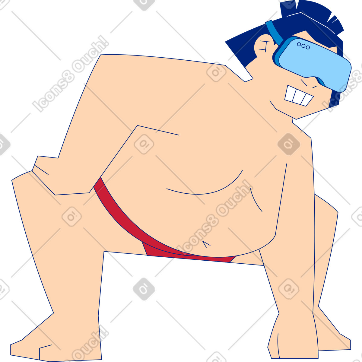 Sumoringer-Illustration im Neo-Sakura-Stil als Download in PNG, SVG