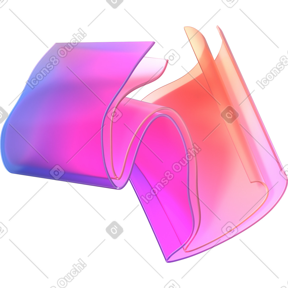 Long bent gradient rectangles illustration in PNG, SVG
