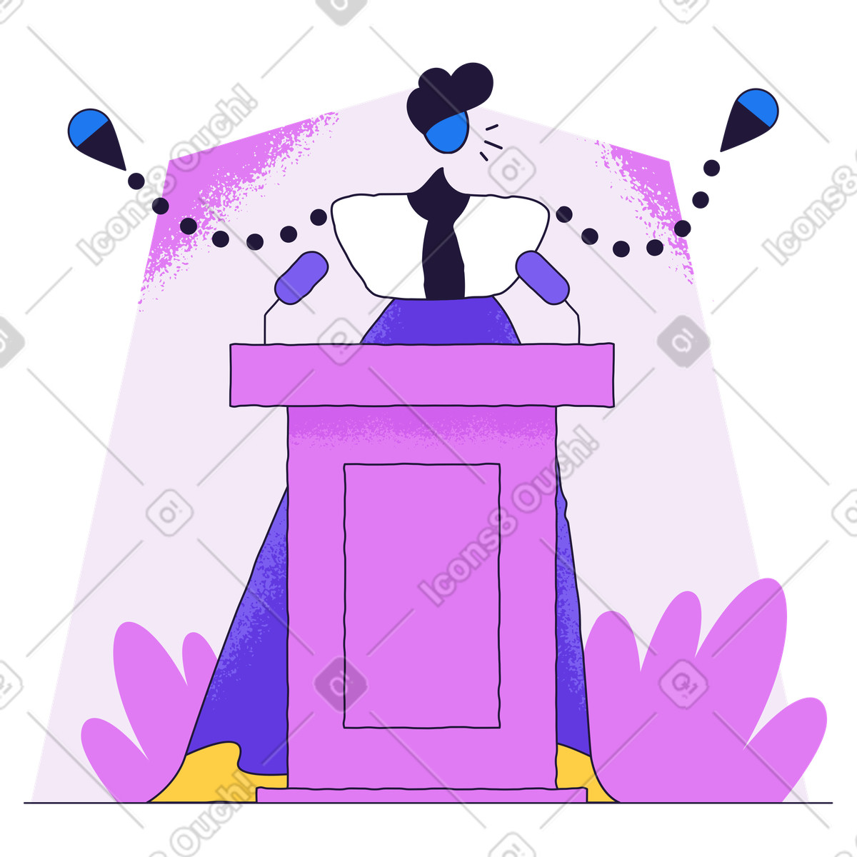 Ilustración Político hablando en público estilo Conifer a descargar PNG y SVG