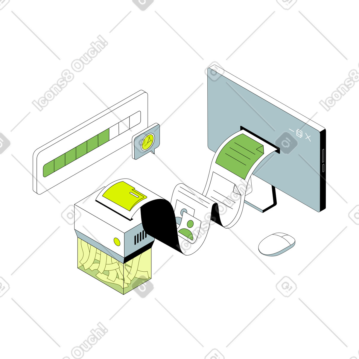 Deleting information on computer illustration in Isometric style download in PNG, SVG