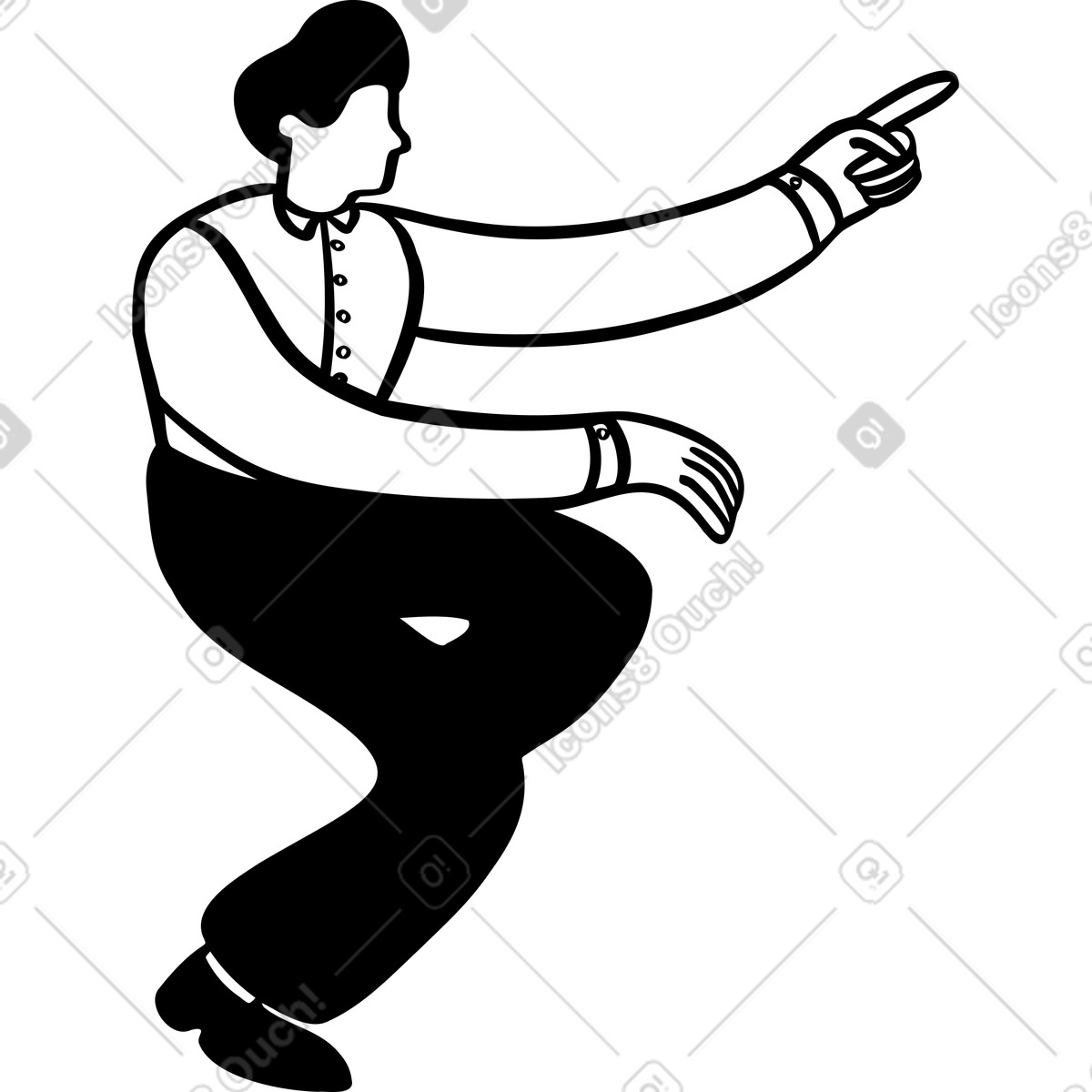 Man pointing illustration in Journal style download in PNG, SVG
