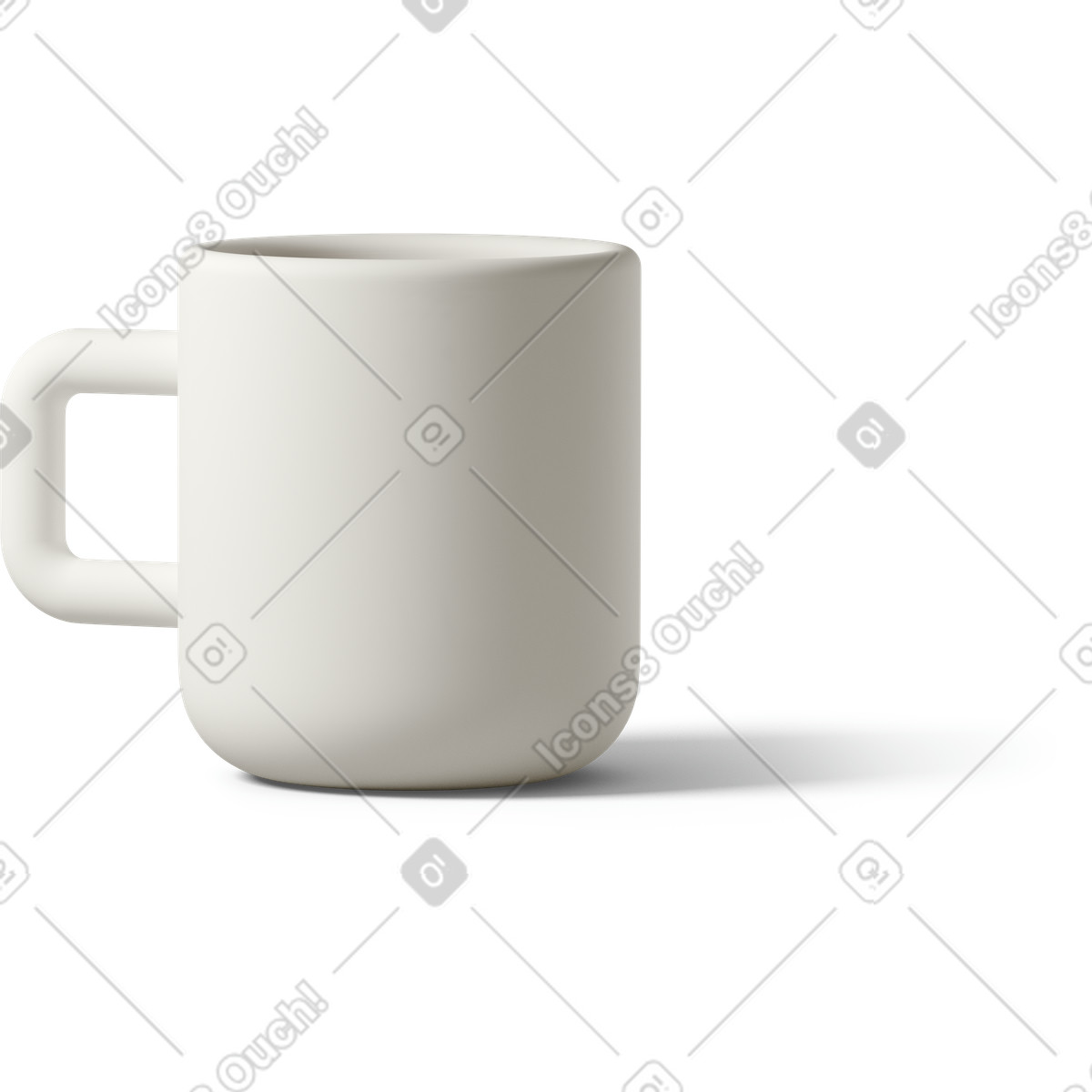 3D Casual life 스타일의 White cup on ground 일러스트레이션 PNG, SVG 다운로드
