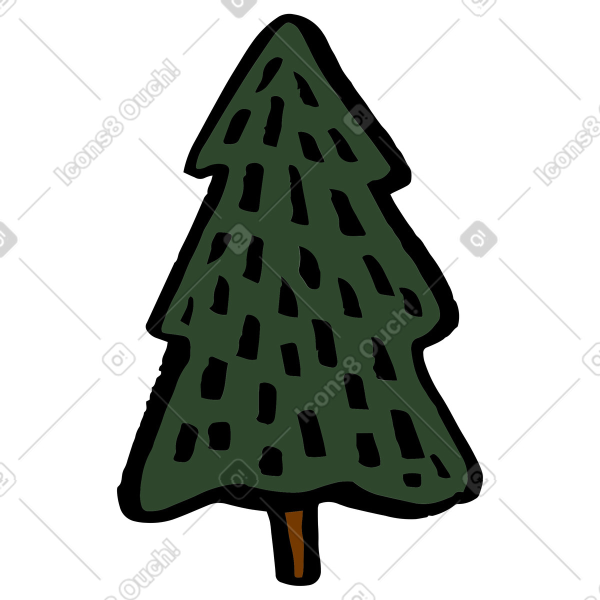 Simple fir tree illustration in Scandi style download in PNG, SVG