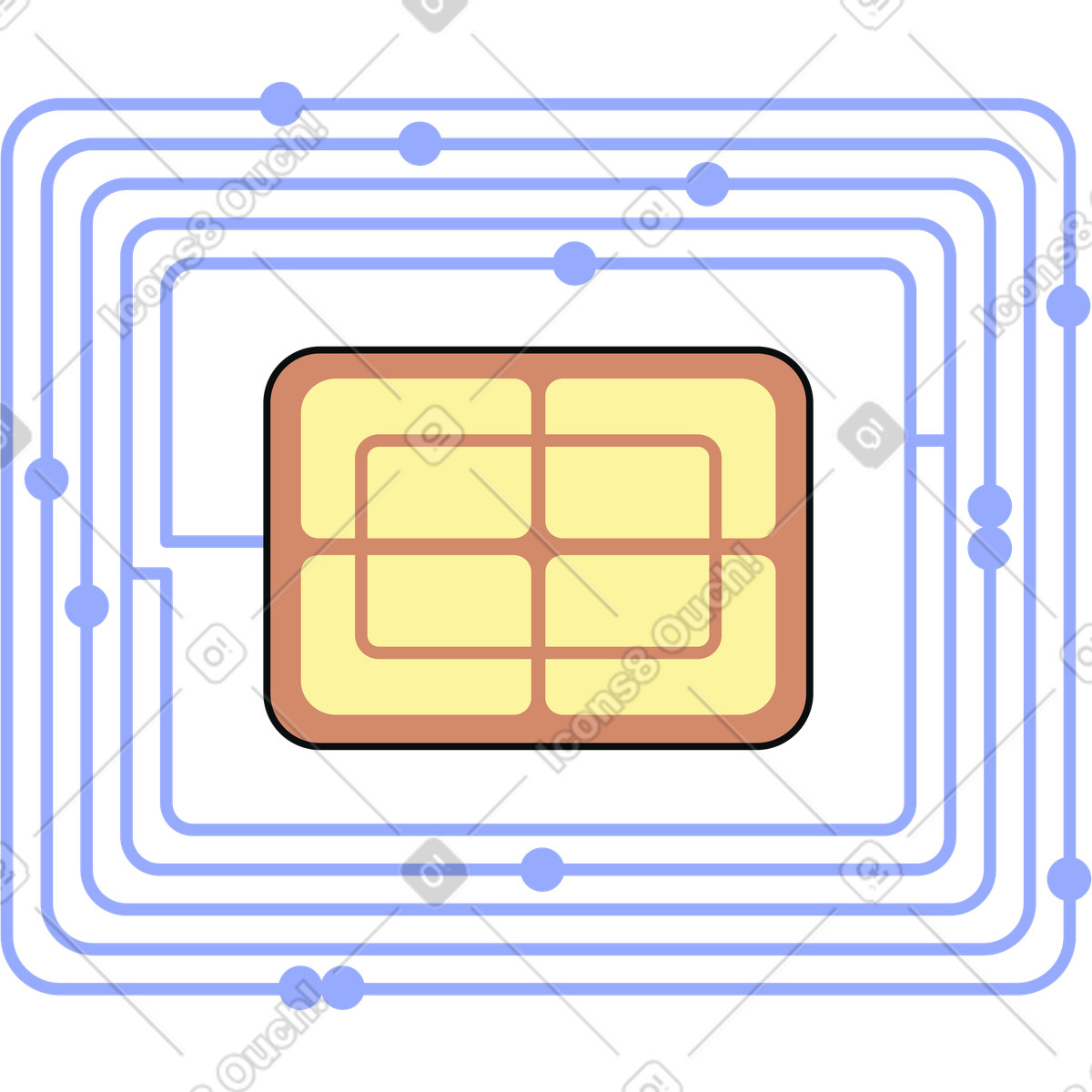 Digital microchip illustration in Teko style download in PNG, SVG