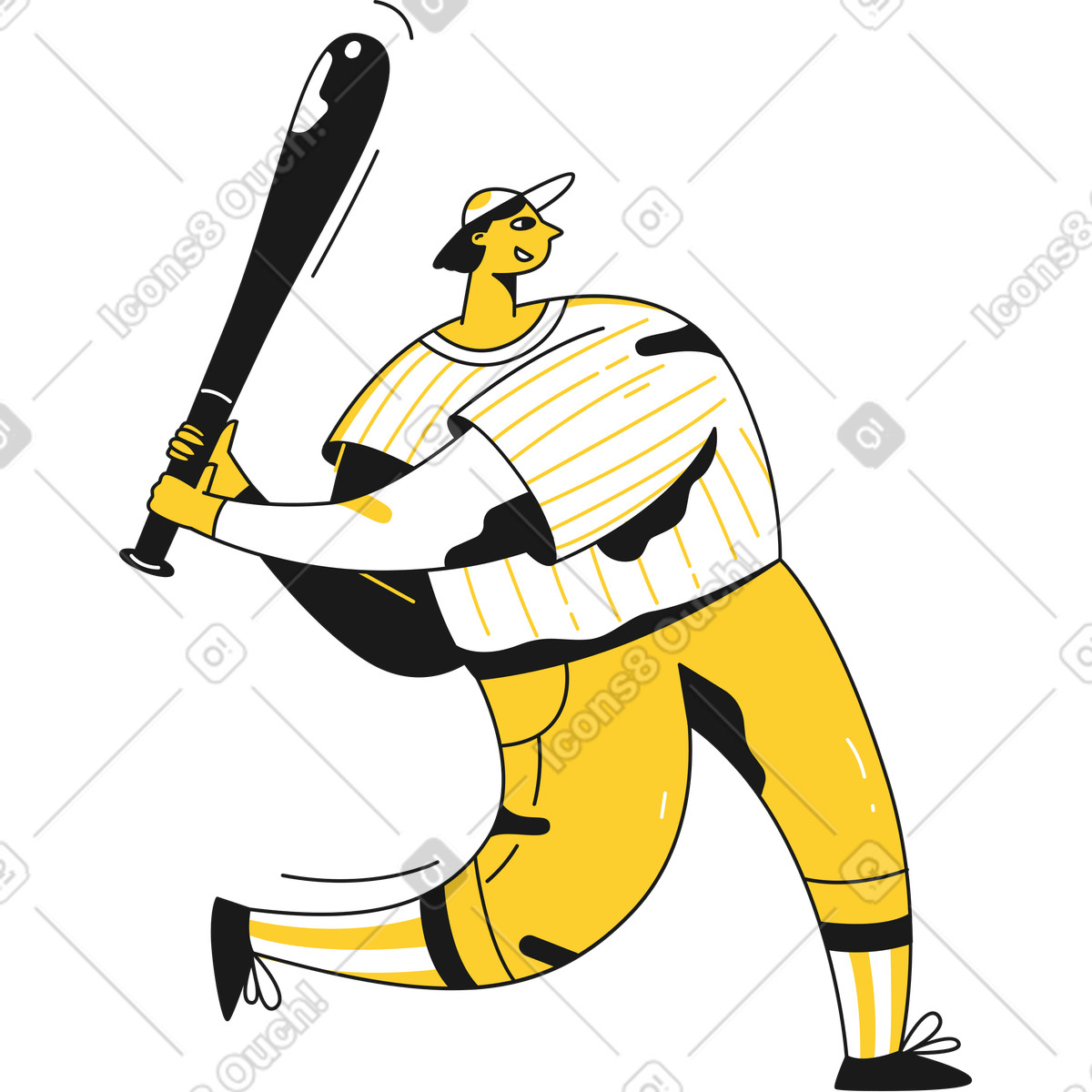 Ilustración animada Jugador de baseball en estilo Taxi a descargar en GIF, Lottie (JSON), AE