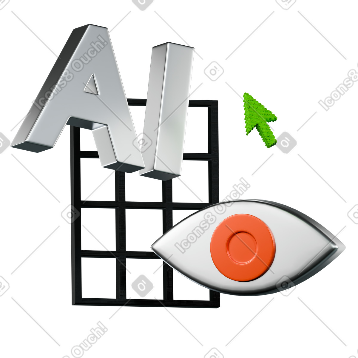AI, computer vision and grid illustration in PNG, SVG