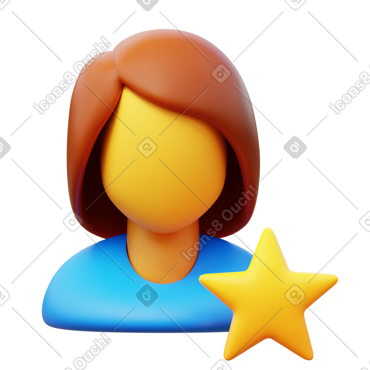 下载 3D Fluency 风格的 Popular woman 插画，支持 PNG、SVG 格式