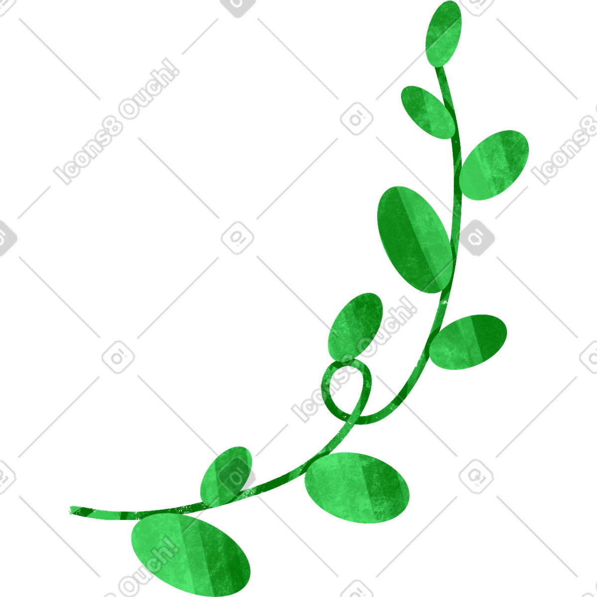 Ilustración Sprig with leaves en estilo Bonbon a descargar en PNG y SVG
