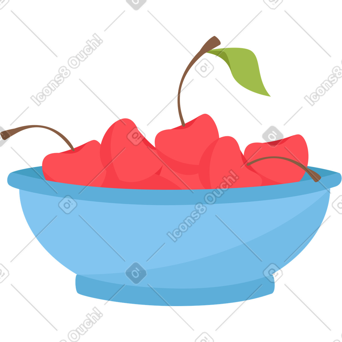 Cherry plate illustration in Lagom style download in PNG, SVG
