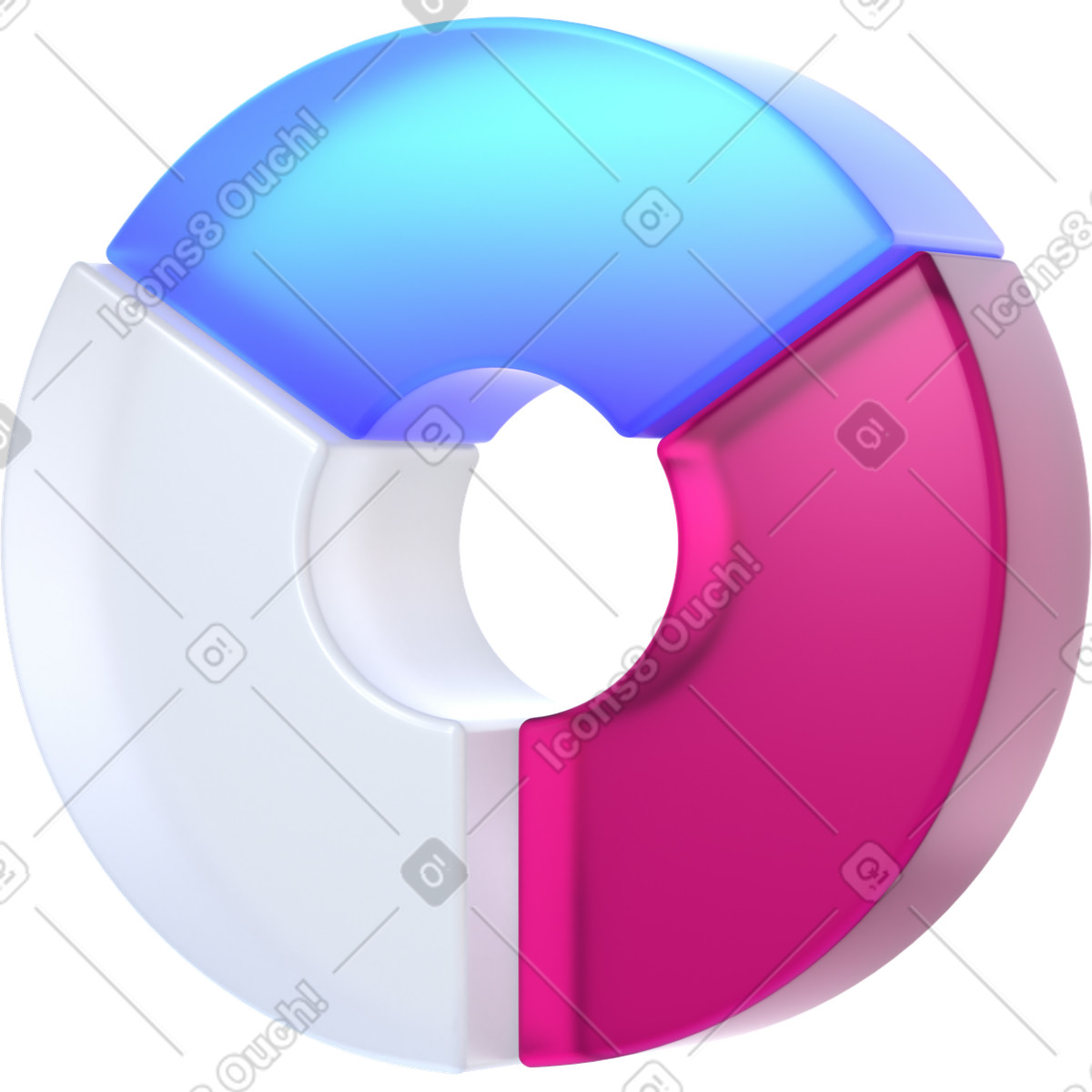 Circular graph glass illustration in 3D Glassy style download in PNG, SVG