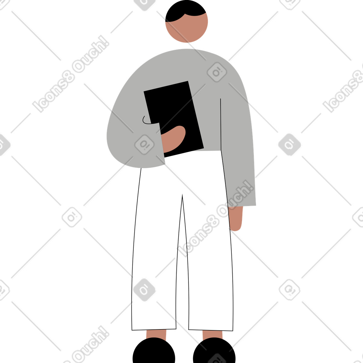 Young man with a folder in his hands illustration Tiny style download PNG, SVG
