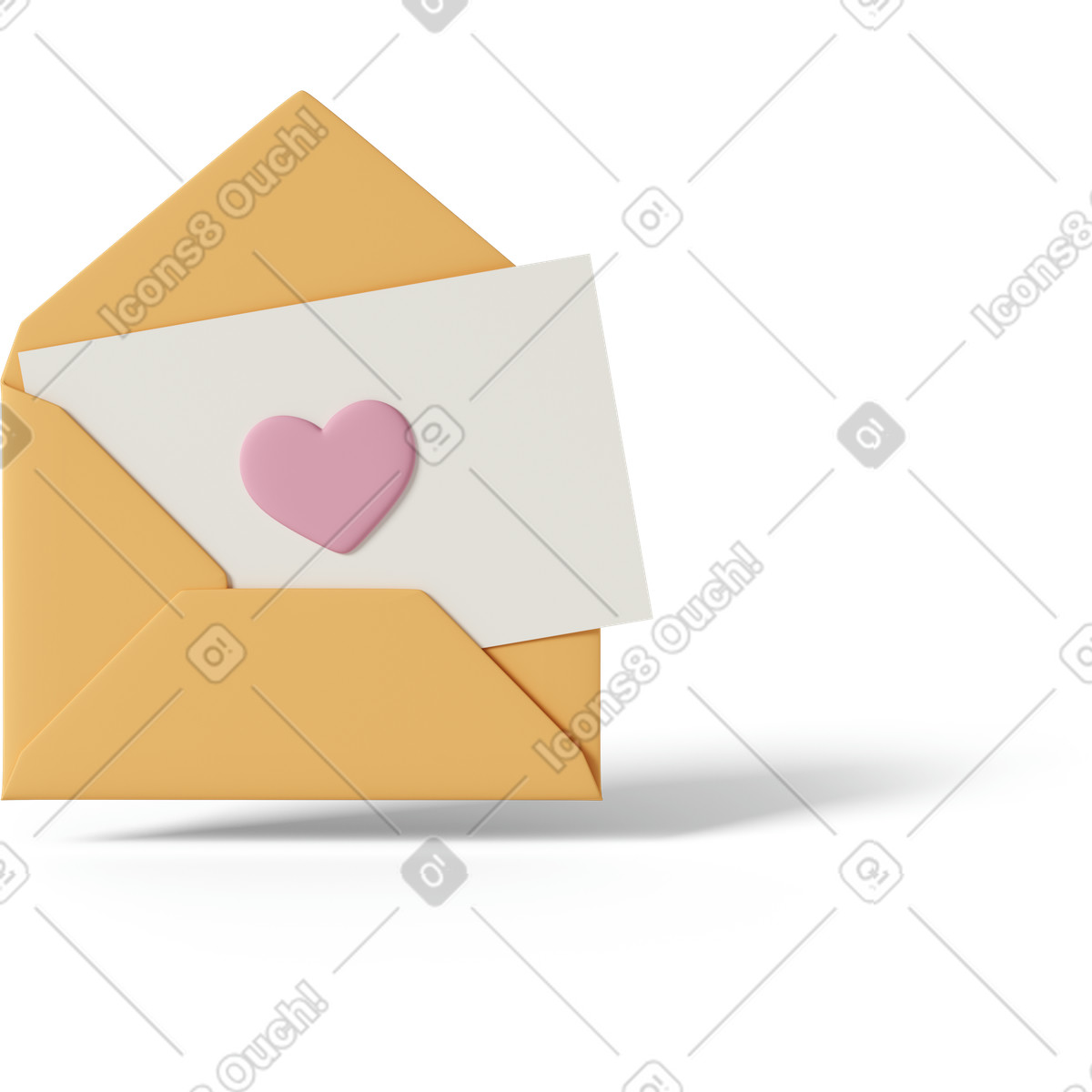 Thank you letter in envelope-Illustration im 3D Casual life-Stil als Download PNG, SVG