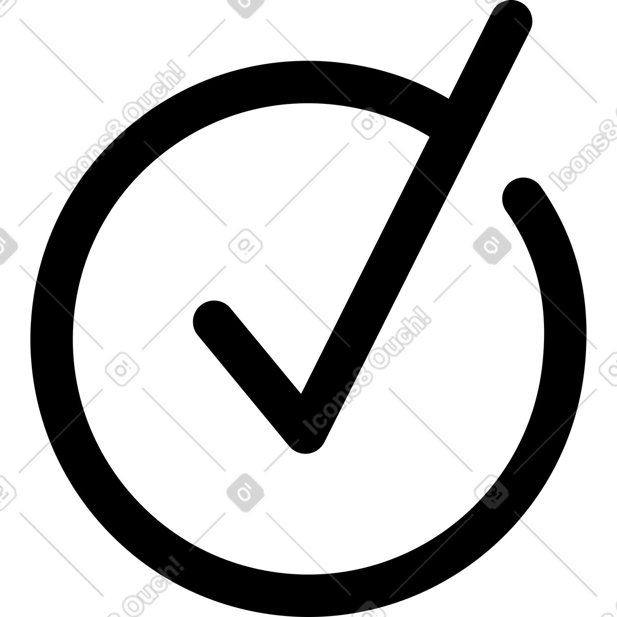 Checkmark symbol inside circle indicating completed task or approval status-Illustration im Notion Line Art-Stil als Download in PNG, SVG