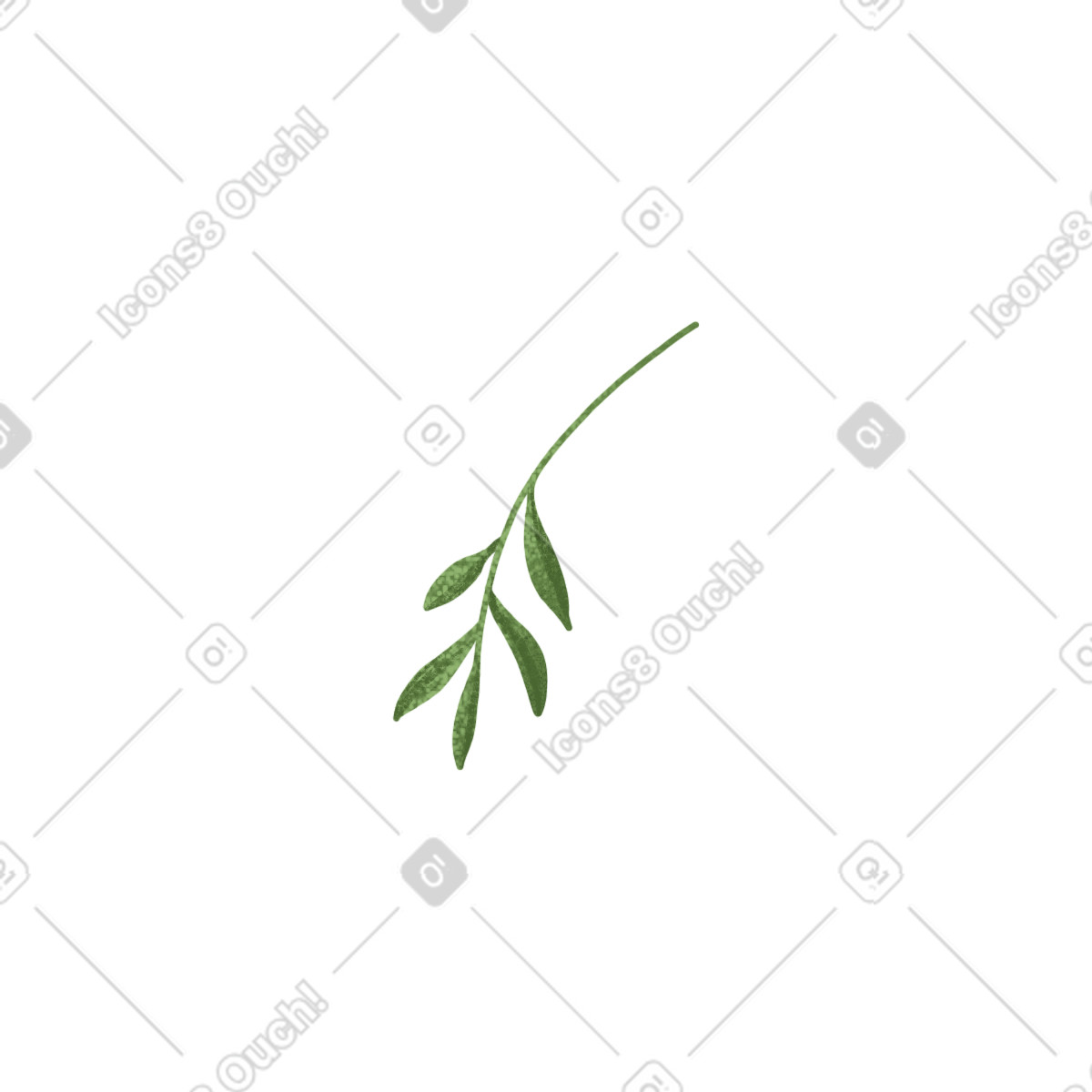 Small light green twig with leaves illustration in Floral style download in PNG, SVG
