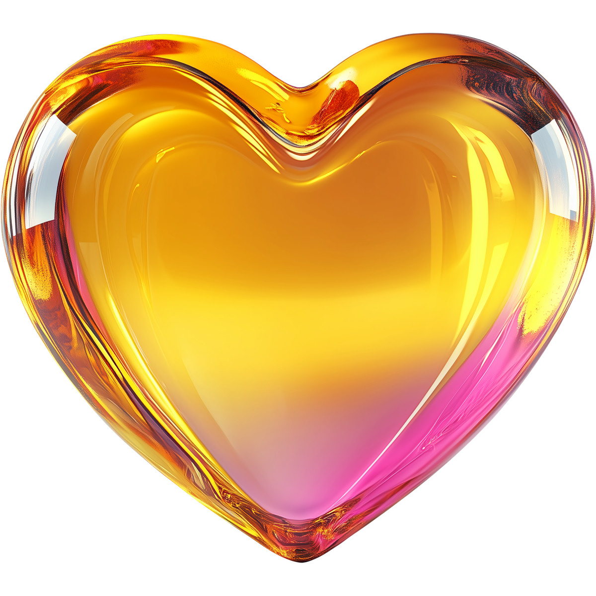 Cuore di vetro giallo rosa illustrazione in stile Vitrum scarica in PNG, SVG