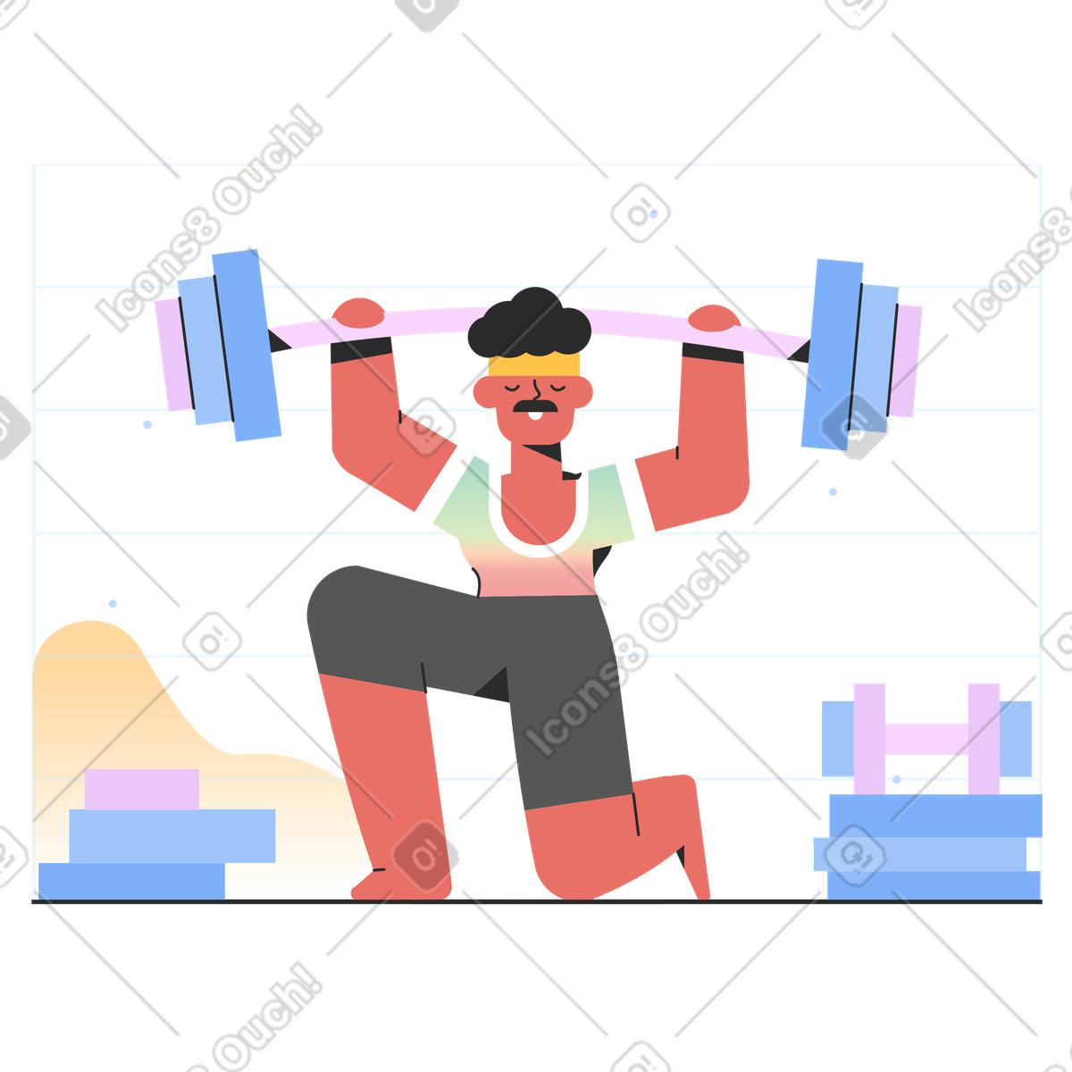 Im fitnessstudio stärker werden-Illustration Marginalia-Stil als Download in PNG, SVG