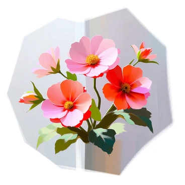 A handmade paper craft project featuring cut-out geranium flowers
