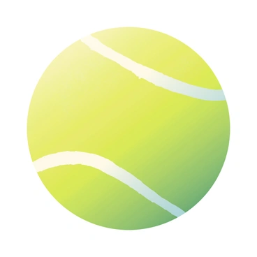 A close-up illustration of a classic tennis ball is featured prominently. The tennis ball is a vibrant green-yellow color, showcasing its fuzzy texture. A white seam runs along the body of the ball, accentuating its round shape. The surface of the ball has fine fibers that reflect light, creating subtle highlights. The background is a soft gradient that gradually transitions from light to dark, enhancing the focus on the tennis ball.
