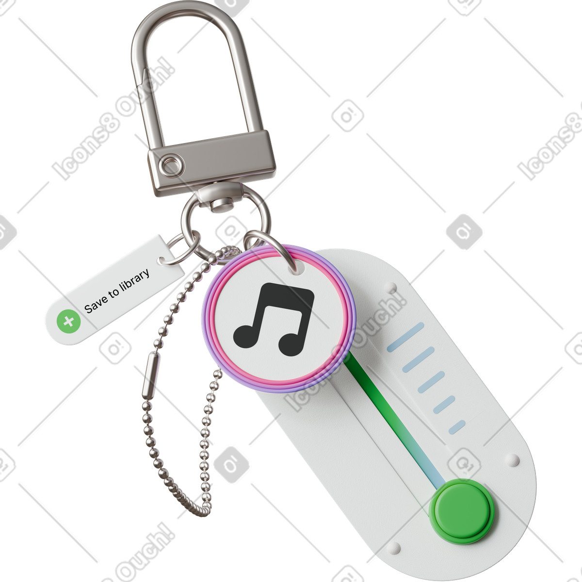Ilustração de Keychain with music charms em no estilo 3D Hygge para baixar em PNG, SVG